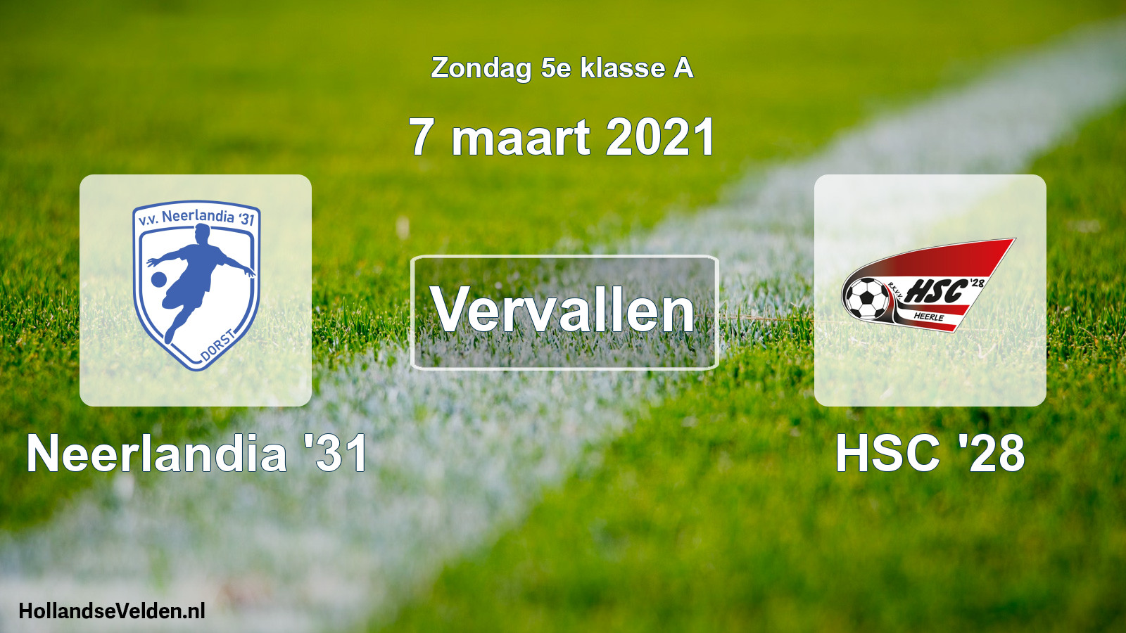 Scheduled Match: Neerlandia '31 - HSC '28 (7 March 2021)