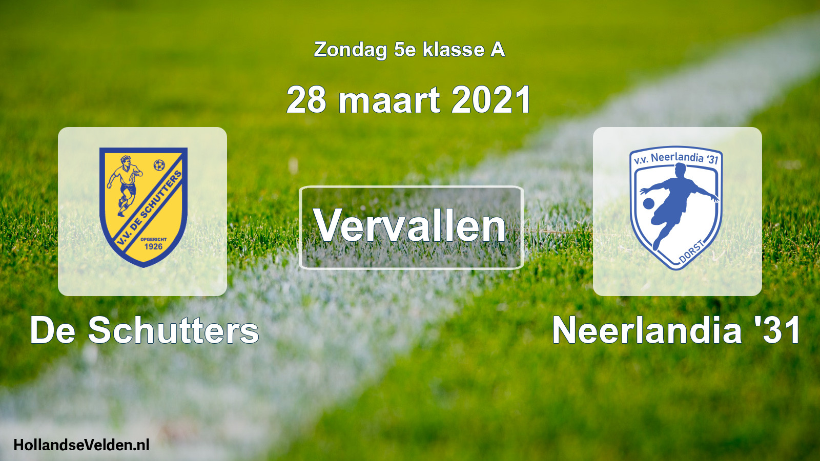 Scheduled Match: De Schutters - Neerlandia '31 (28 March 2021)