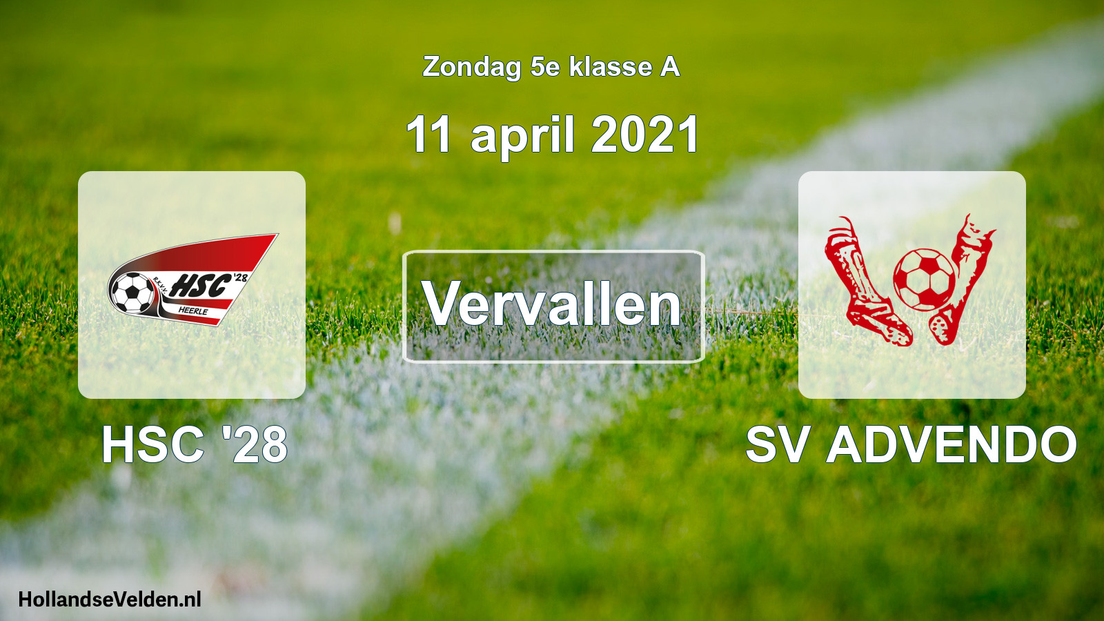 Scheduled Match: HSC '28 - SV ADVENDO (11 April 2021)