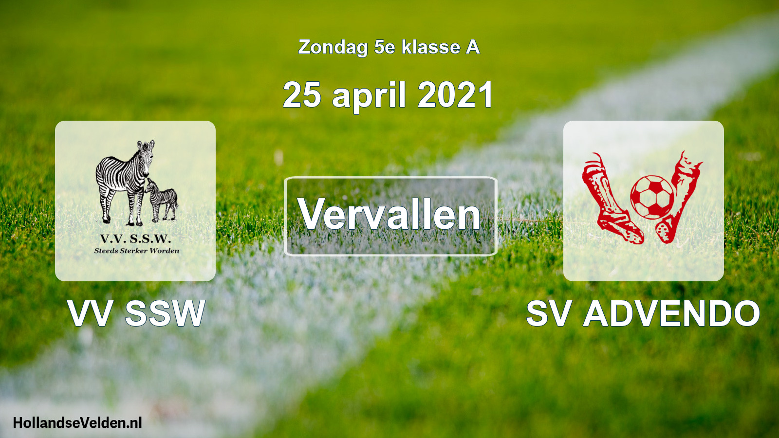 Scheduled Match: VV SSW - SV ADVENDO (25 April 2021)