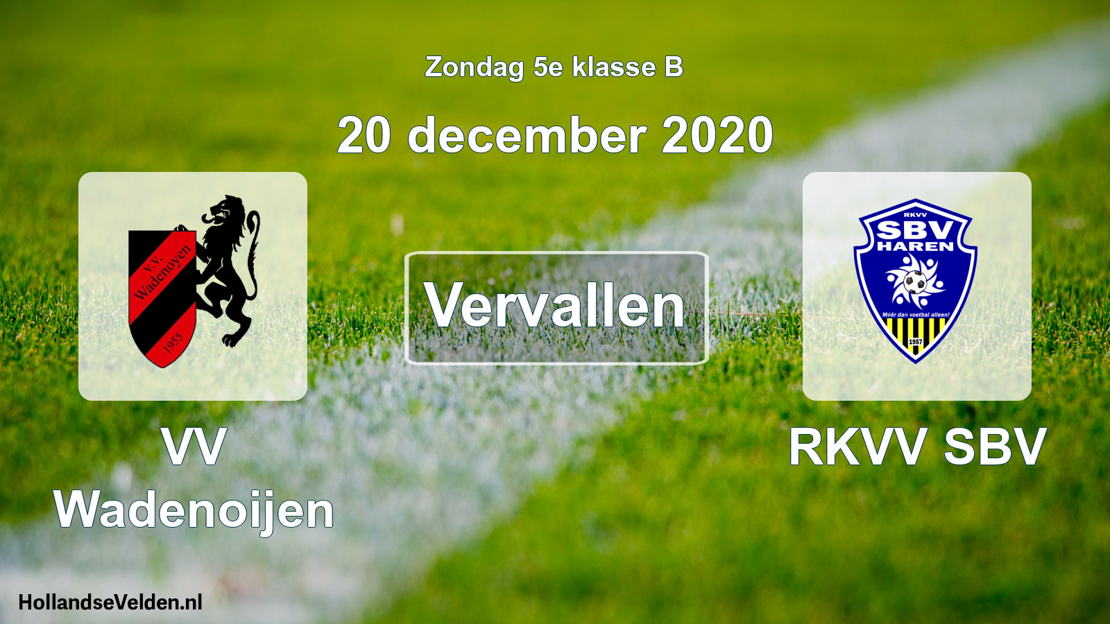Scheduled Match: VV Wadenoijen - RKVV SBV (20 December 2020)