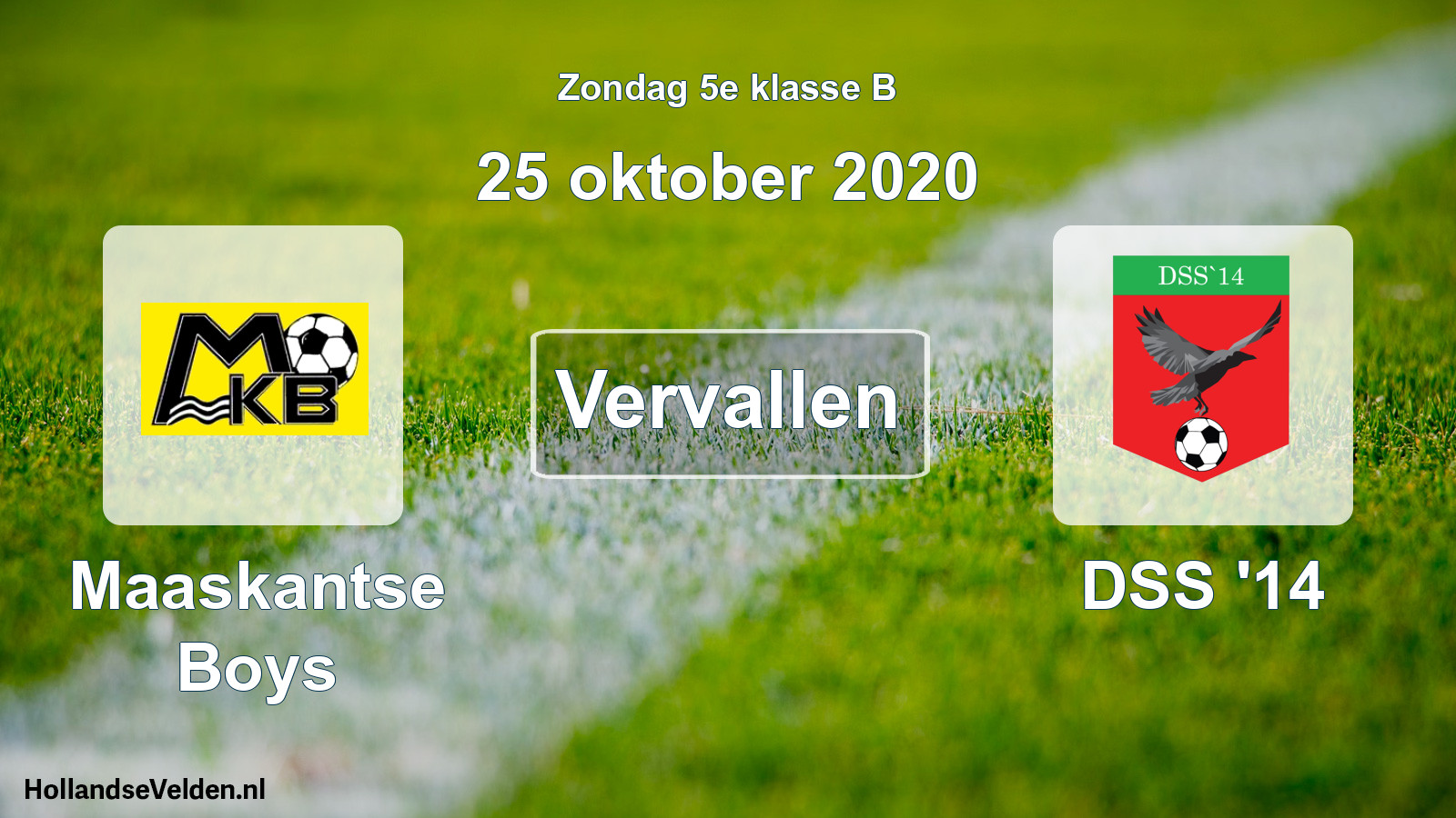 Scheduled Match: Maaskantse Boys - DSS '14 (25 October 2020)