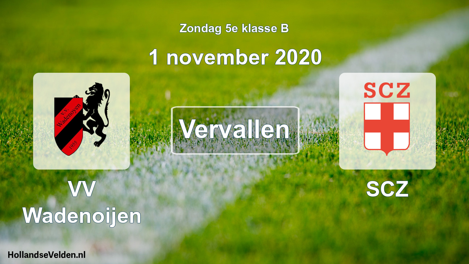 Scheduled Match: VV Wadenoijen - SCZ (1 November 2020)