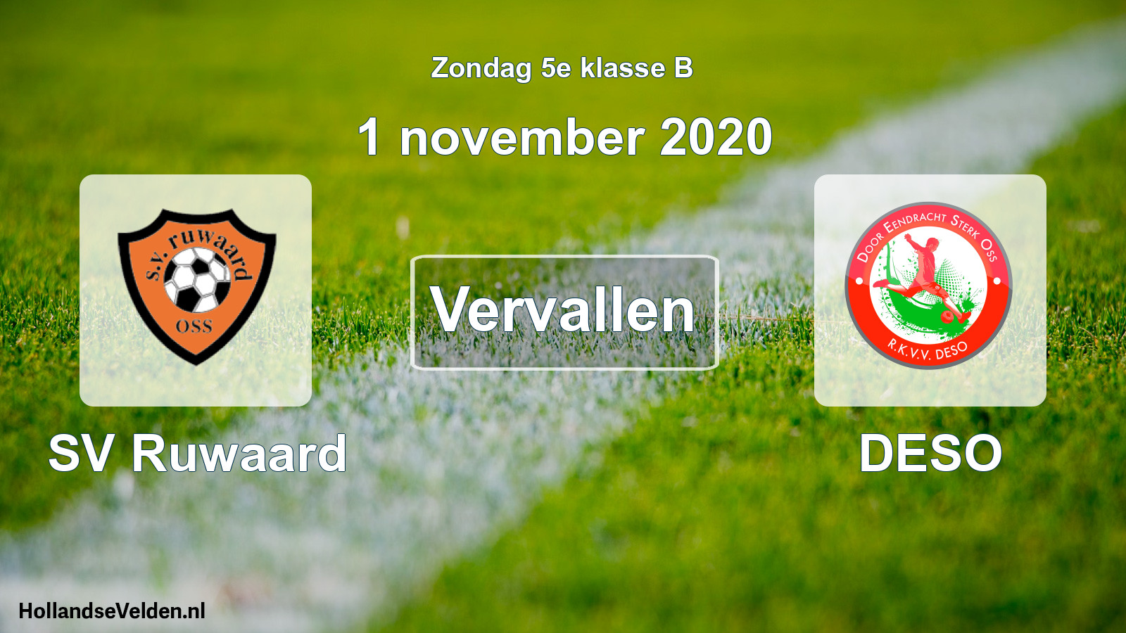 Scheduled Match: SV Ruwaard - DESO (1 November 2020)