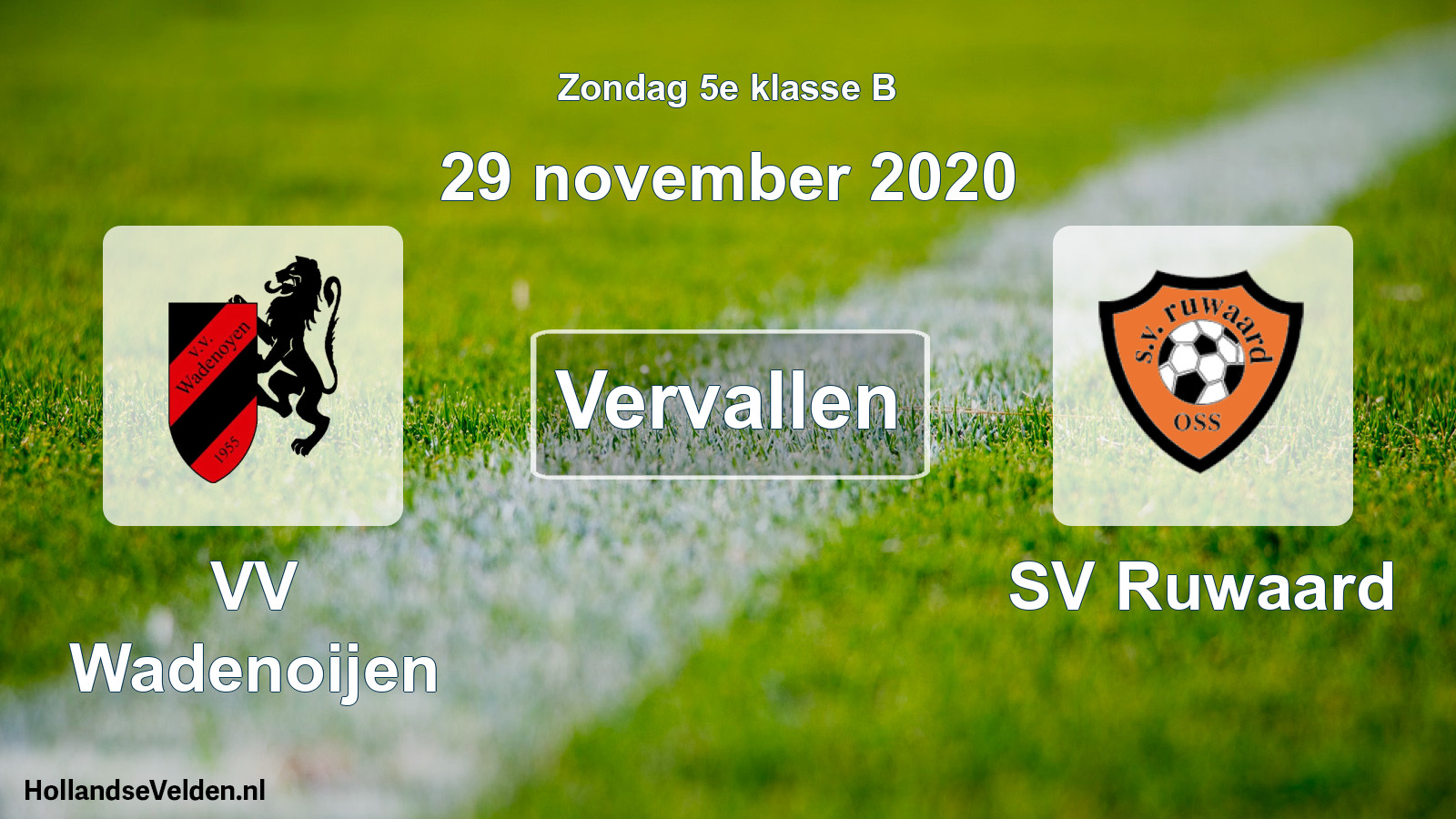 Scheduled Match: VV Wadenoijen - SV Ruwaard (29 November 2020)
