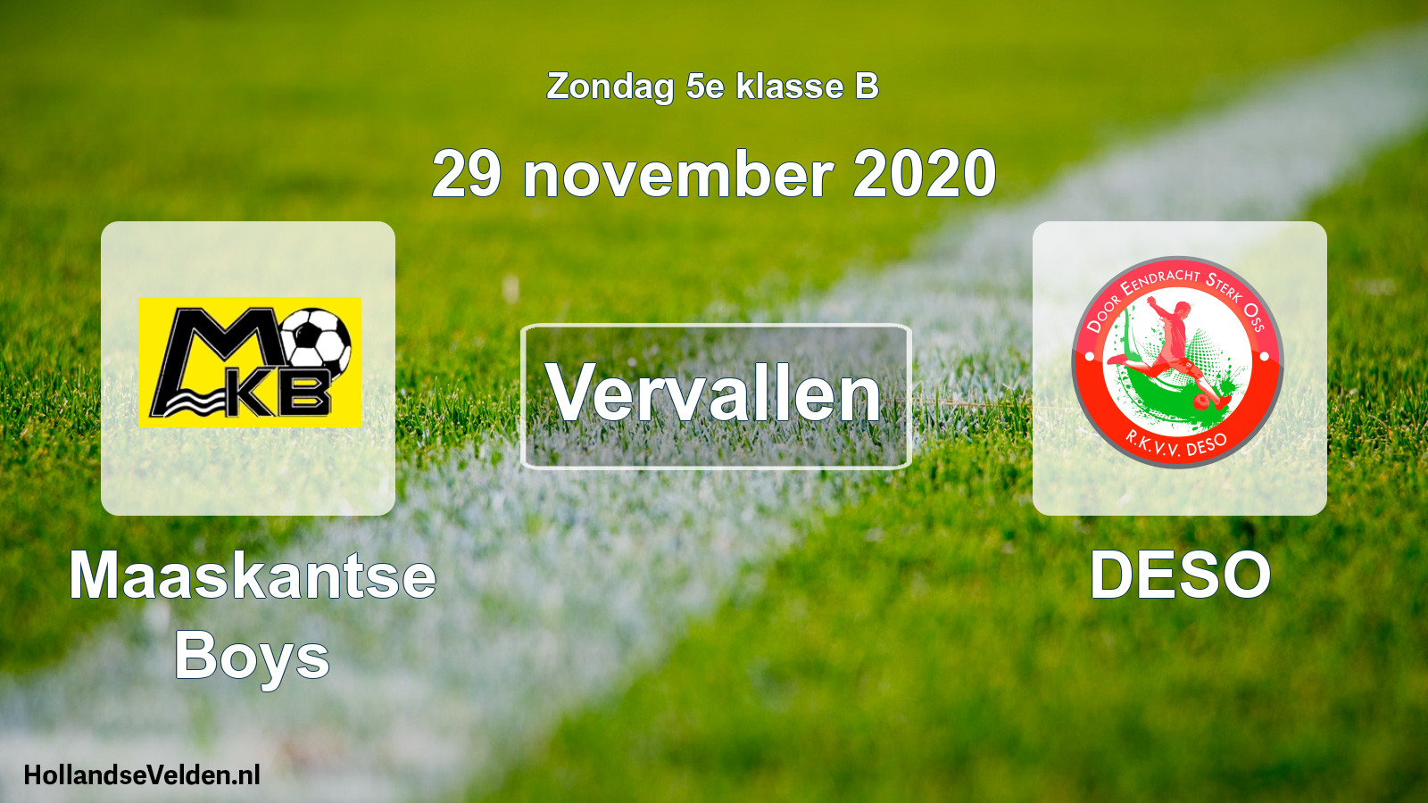 Scheduled Match: Maaskantse Boys - DESO (29 November 2020)