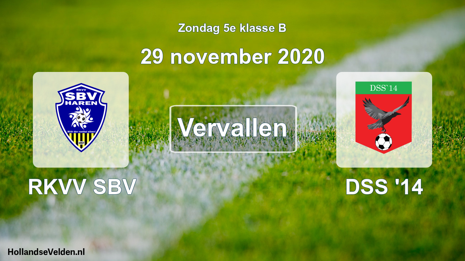 Scheduled Match: RKVV SBV - DSS '14 (29 November 2020)