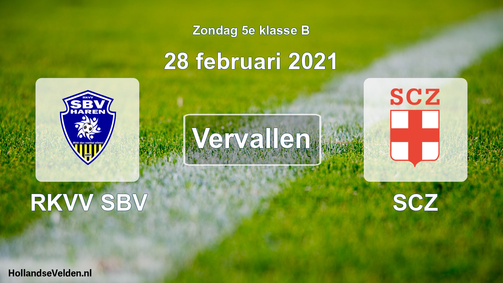 Scheduled Match: RKVV SBV - SCZ (28 February 2021)