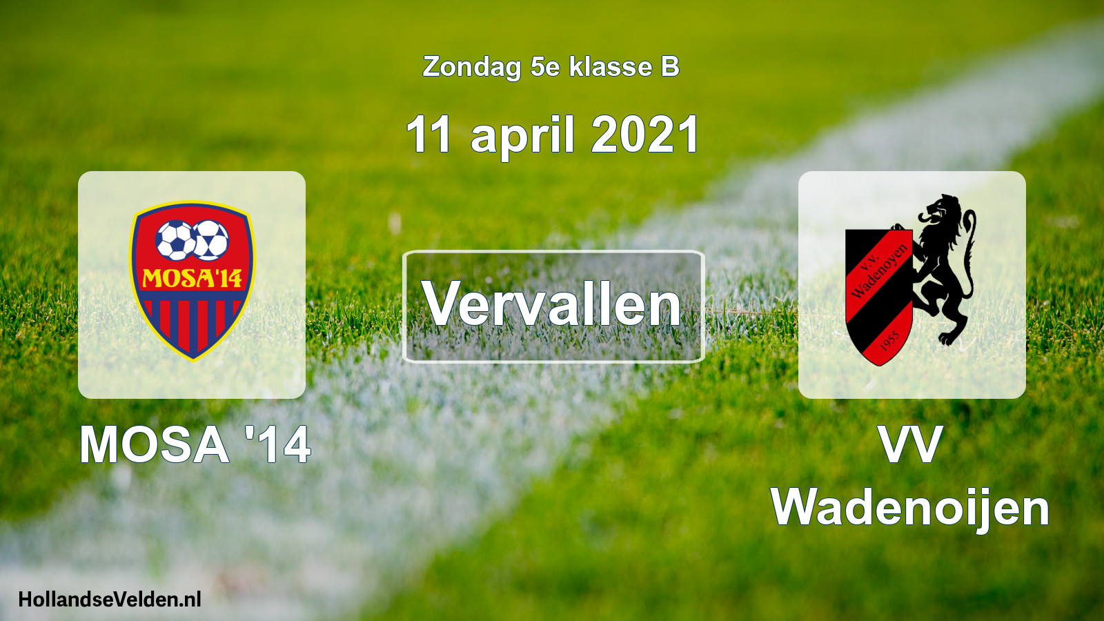 Scheduled Match: MOSA '14 - VV Wadenoijen (11 April 2021)