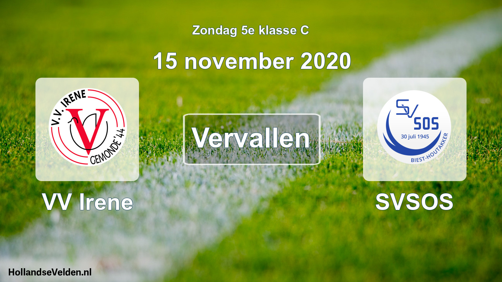 Scheduled Match: VV Irene - SVSOS (15 November 2020)