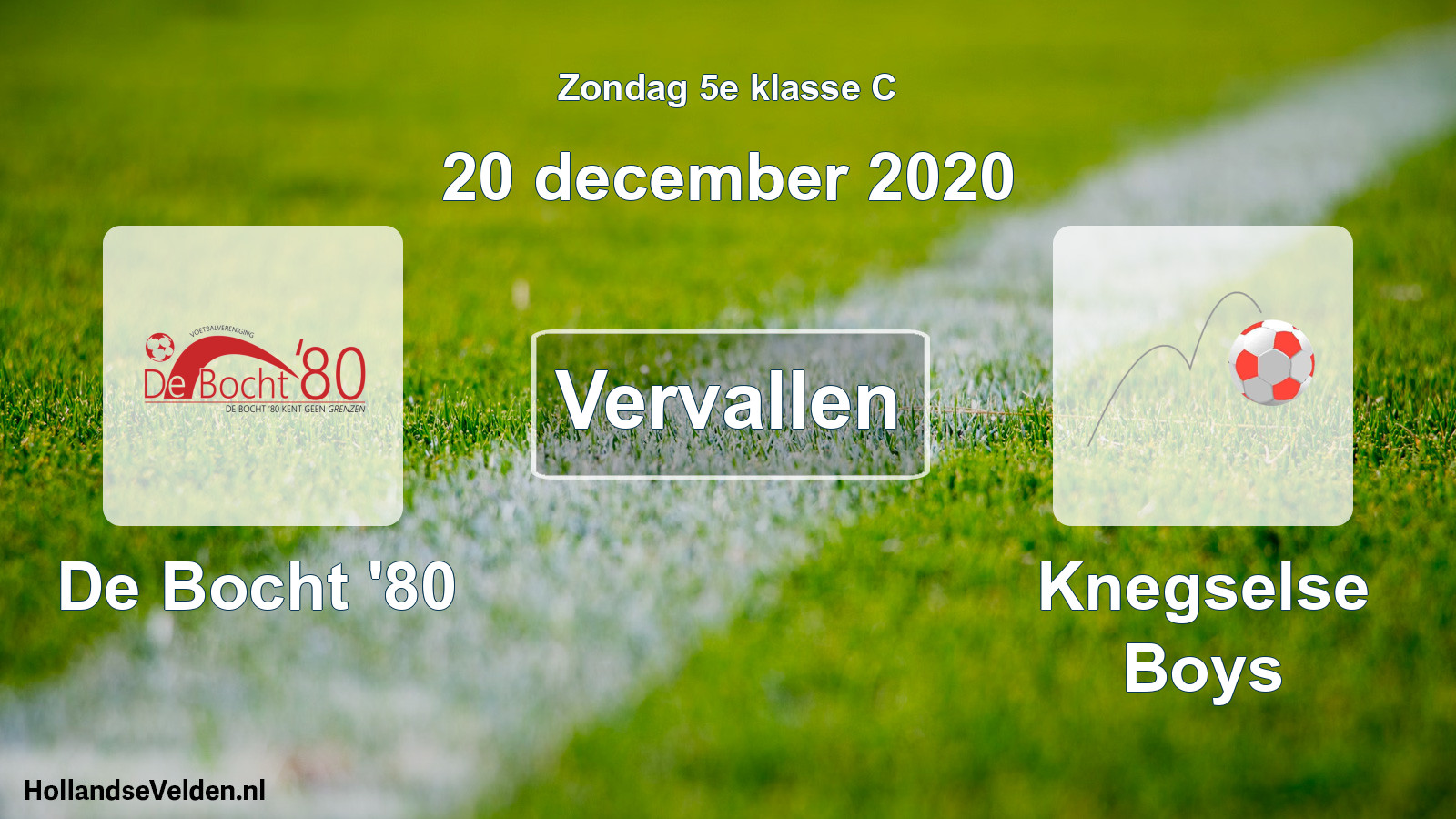 Scheduled Match: De Bocht '80 - Knegselse Boys (20 December 2020)