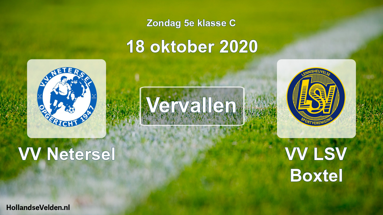 Scheduled Match: VV Netersel - VV LSV Boxtel (18 October 2020)
