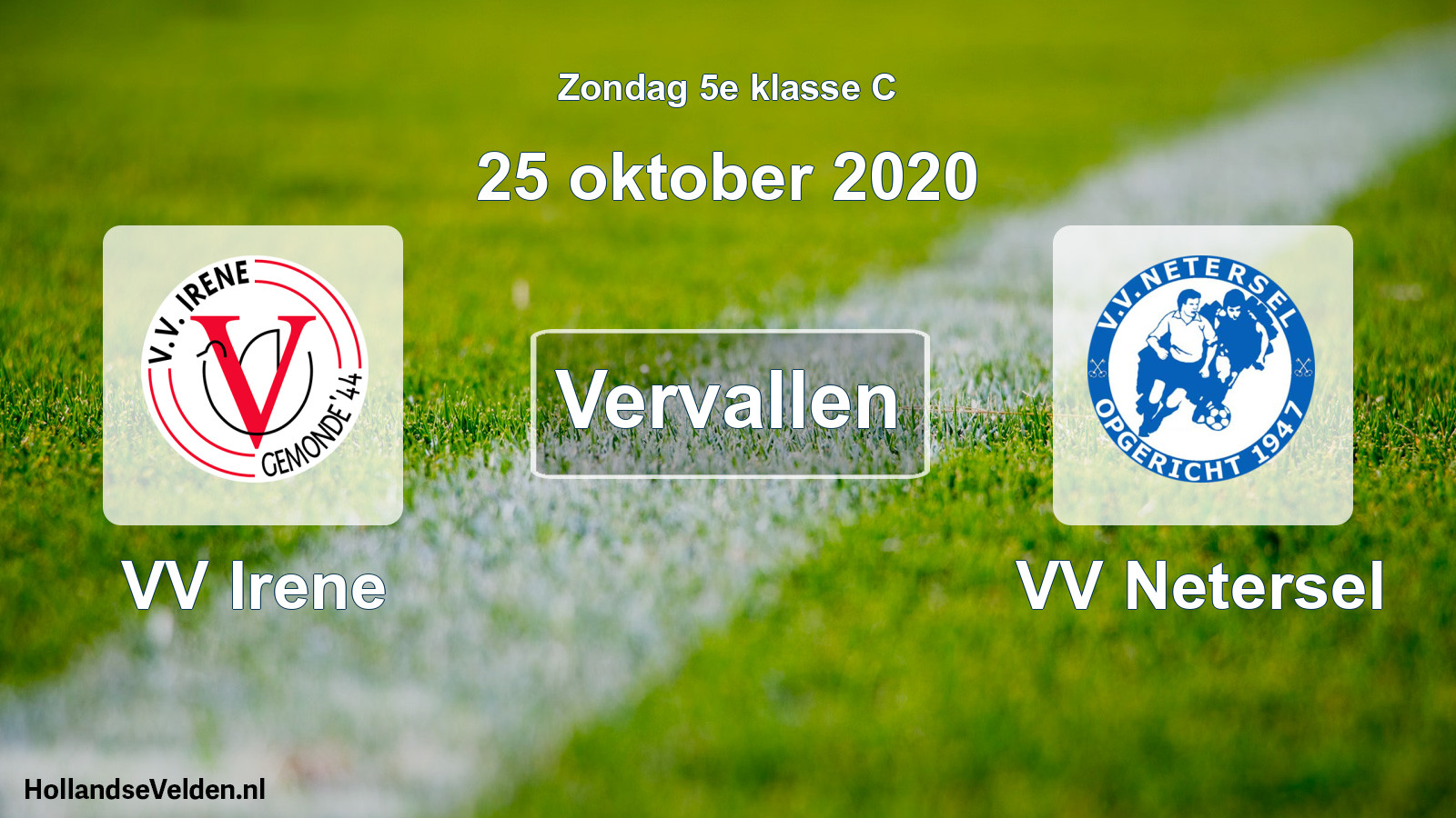 Scheduled Match: VV Irene - VV Netersel (25 October 2020)