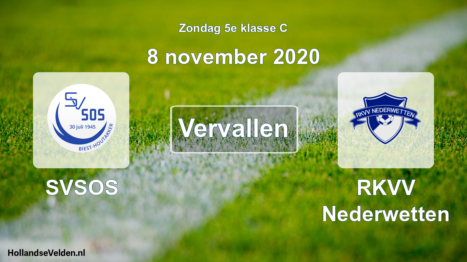 Scheduled Match: SVSOS - RKVV Nederwetten (8 November 2020)
