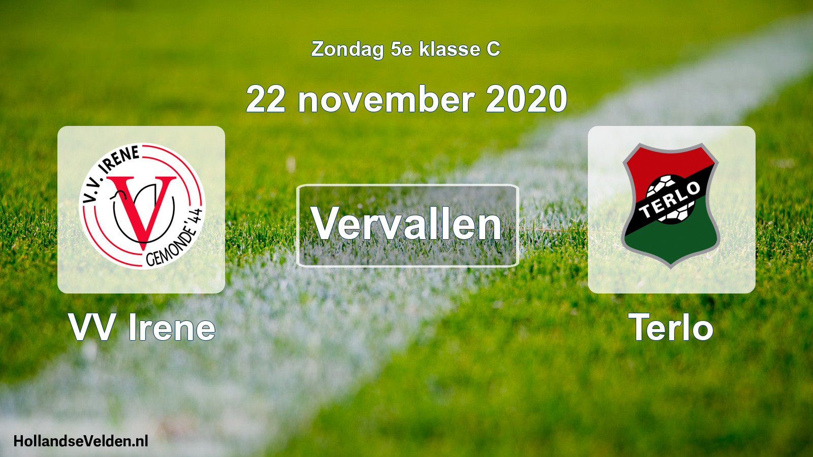 Scheduled Match: VV Irene - Terlo (22 November 2020)