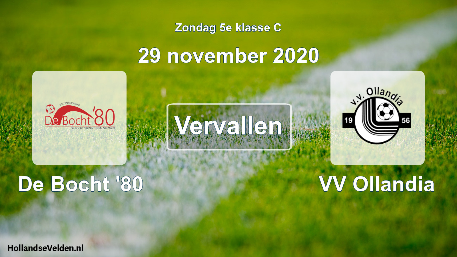 Scheduled Match: De Bocht '80 - VV Ollandia (29 November 2020)