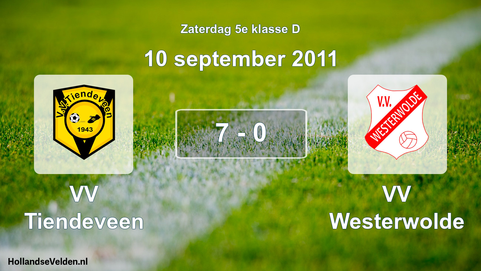 Total number of matches played: VV Tiendeveen - VV Westerwolde 7 - 0 (10 September 2011)