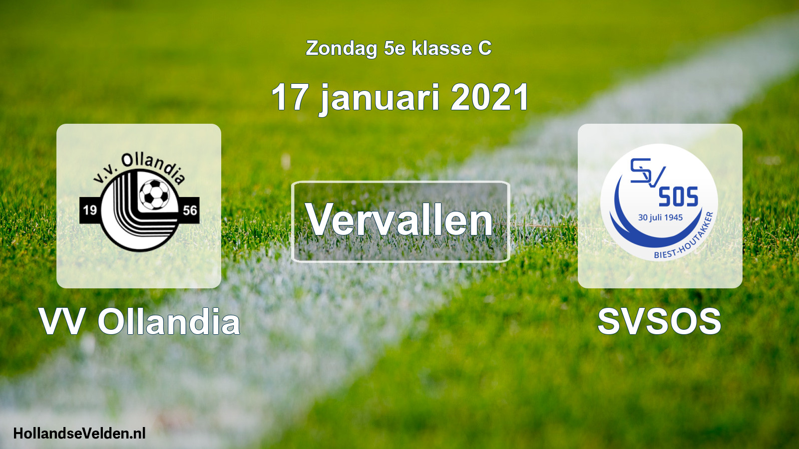 Scheduled Match: VV Ollandia - SVSOS (17 January 2021)
