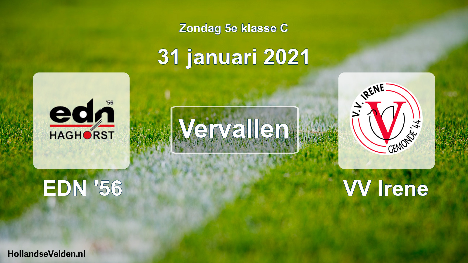 Scheduled Match: EDN '56 - VV Irene (31 January 2021)