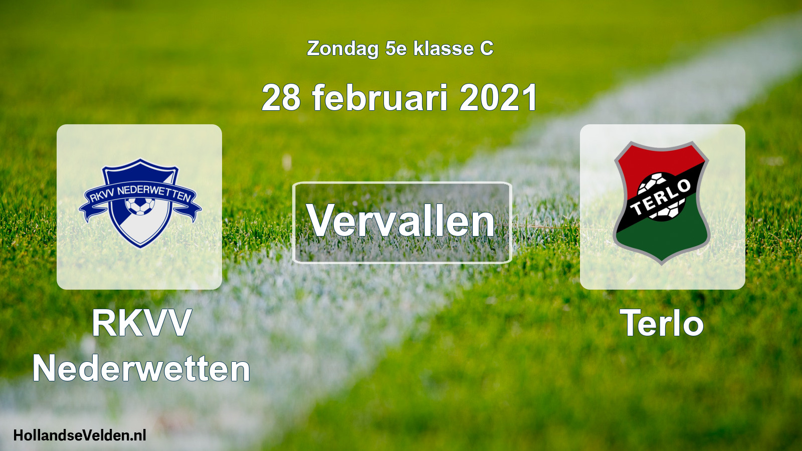 Scheduled Match: RKVV Nederwetten - Terlo (28 February 2021)