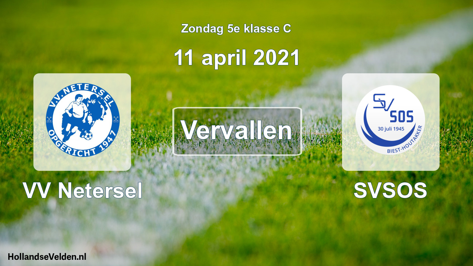 Scheduled Match: VV Netersel - SVSOS (11 April 2021)