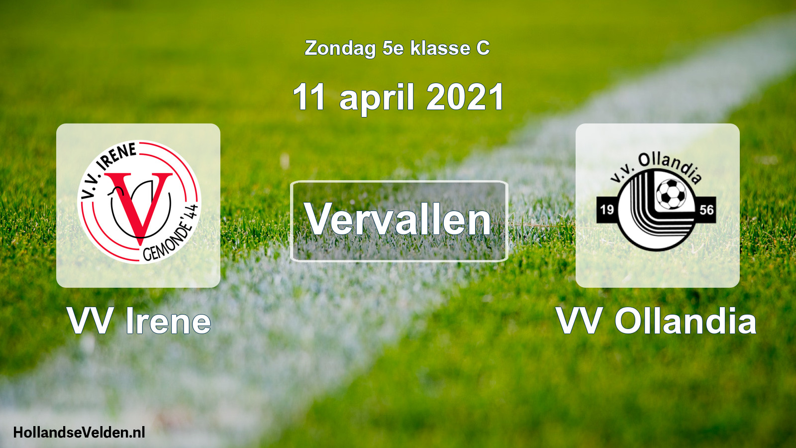 Scheduled Match: VV Irene - VV Ollandia (11 April 2021)