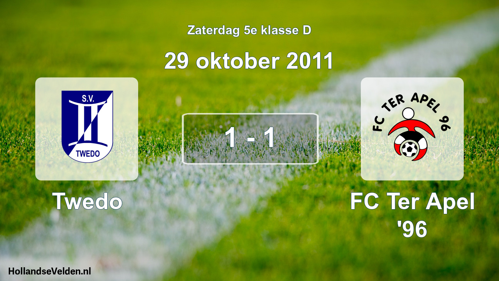 Total number of matches played: Twedo - FC Ter Apel '96 1 - 1 (29 October 2011)