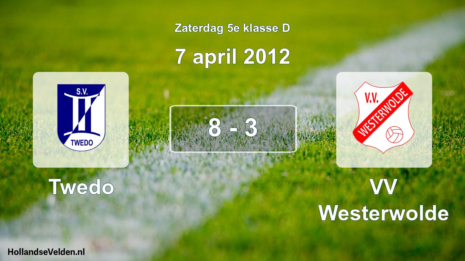 Total number of matches played: Twedo - VV Westerwolde 8 - 3 (7 April 2012)