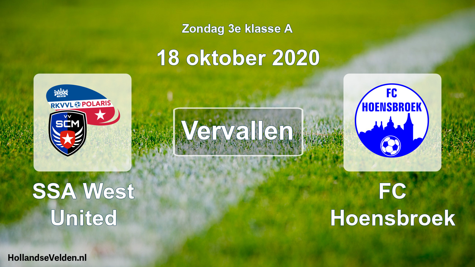 Scheduled Match: SSA West United - FC Hoensbroek (18 October 2020)