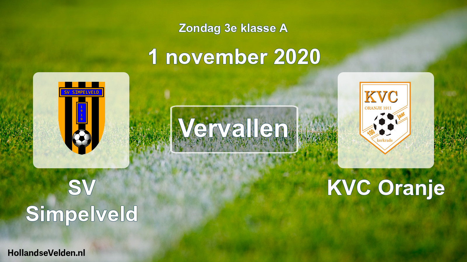 Scheduled Match: SV Simpelveld - KVC Oranje (1 November 2020)