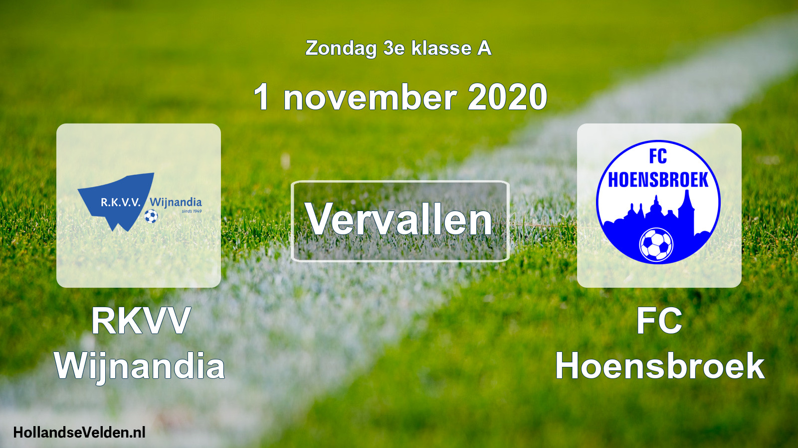 Scheduled Match: RKVV Wijnandia - FC Hoensbroek (1 November 2020)