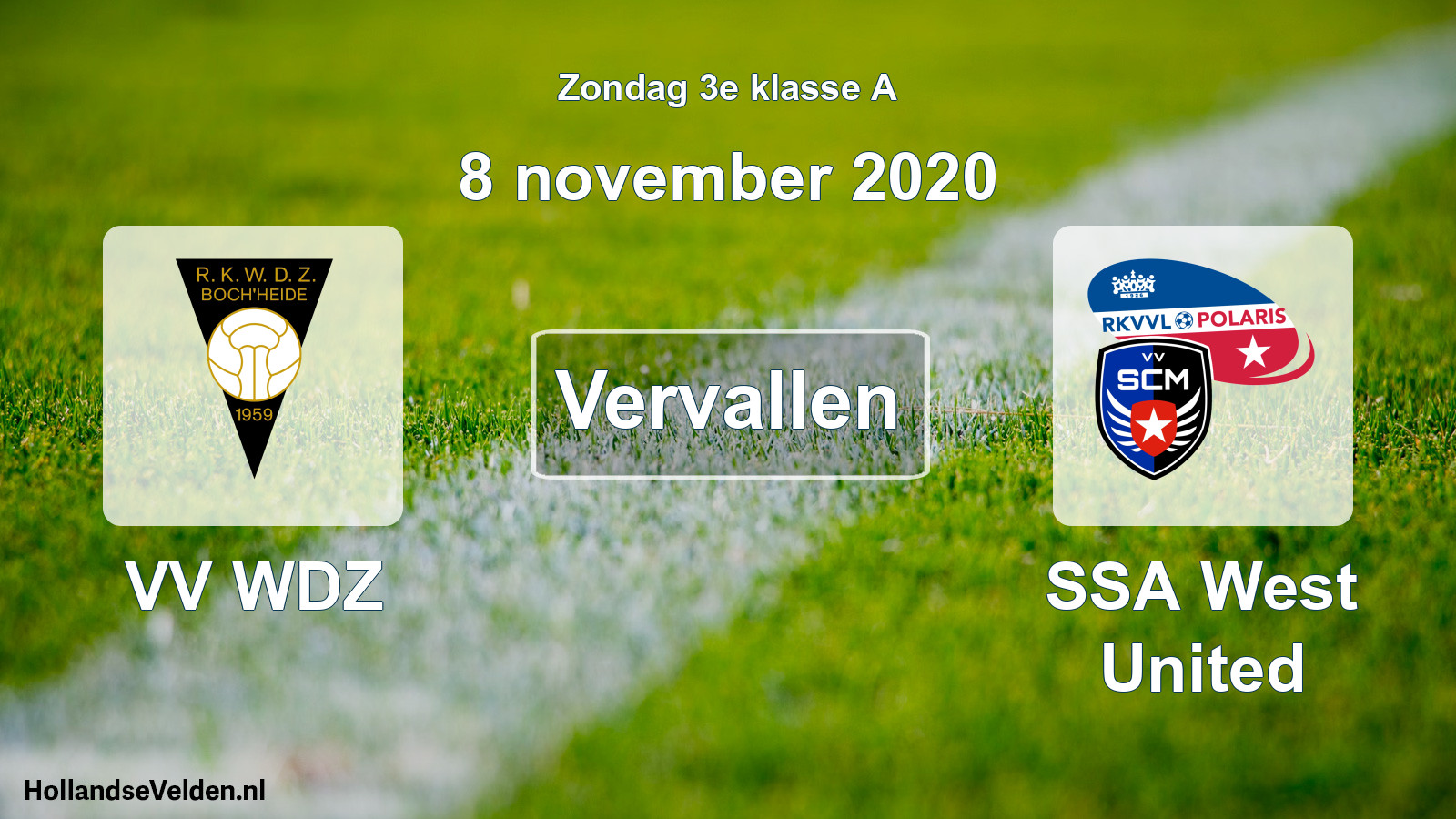 Scheduled Match: VV WDZ - SSA West United (8 November 2020)