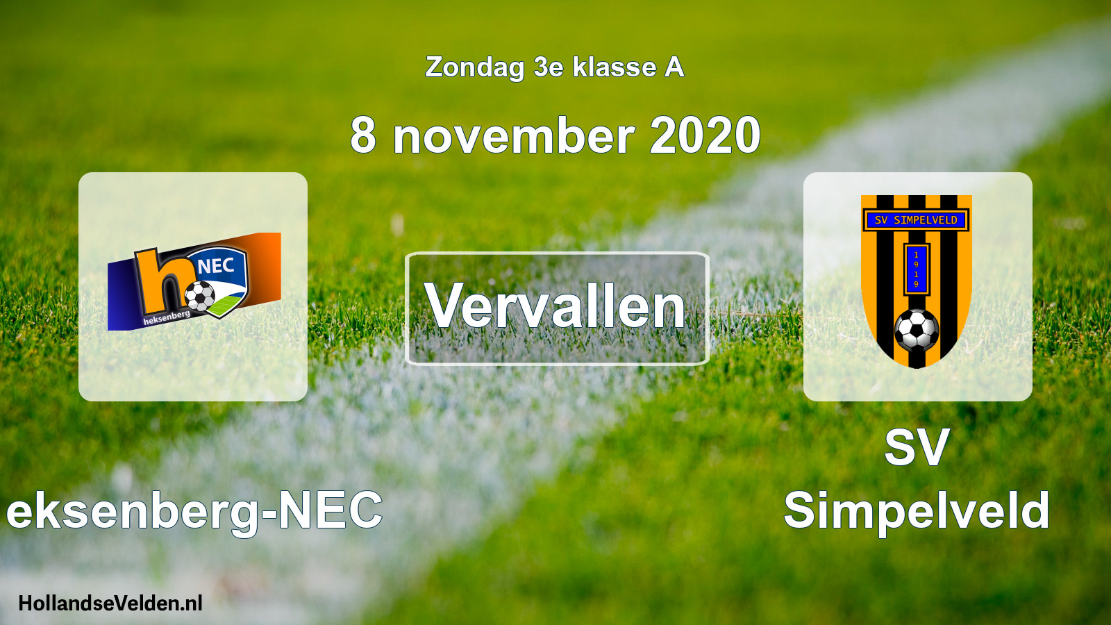 Scheduled Match: Heksenberg-NEC - SV Simpelveld (8 November 2020)