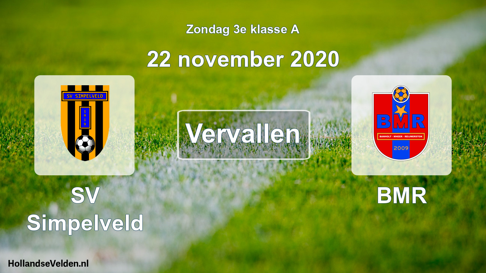 Scheduled Match: SV Simpelveld - BMR (22 November 2020)