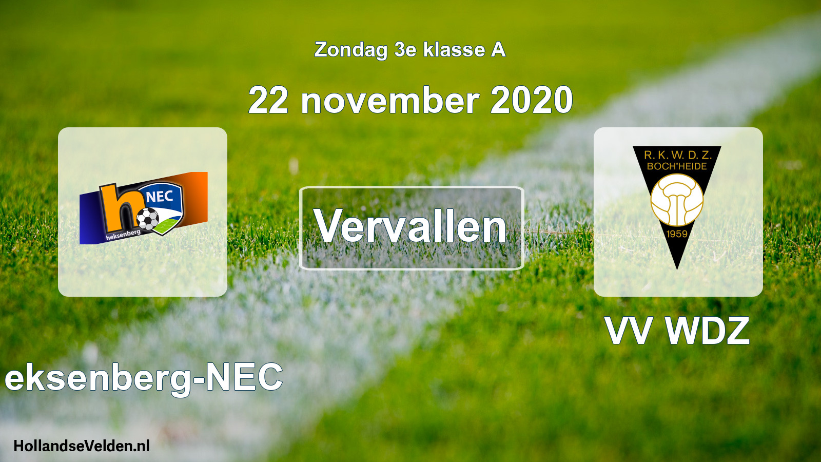 Scheduled Match: Heksenberg-NEC - VV WDZ (22 November 2020)
