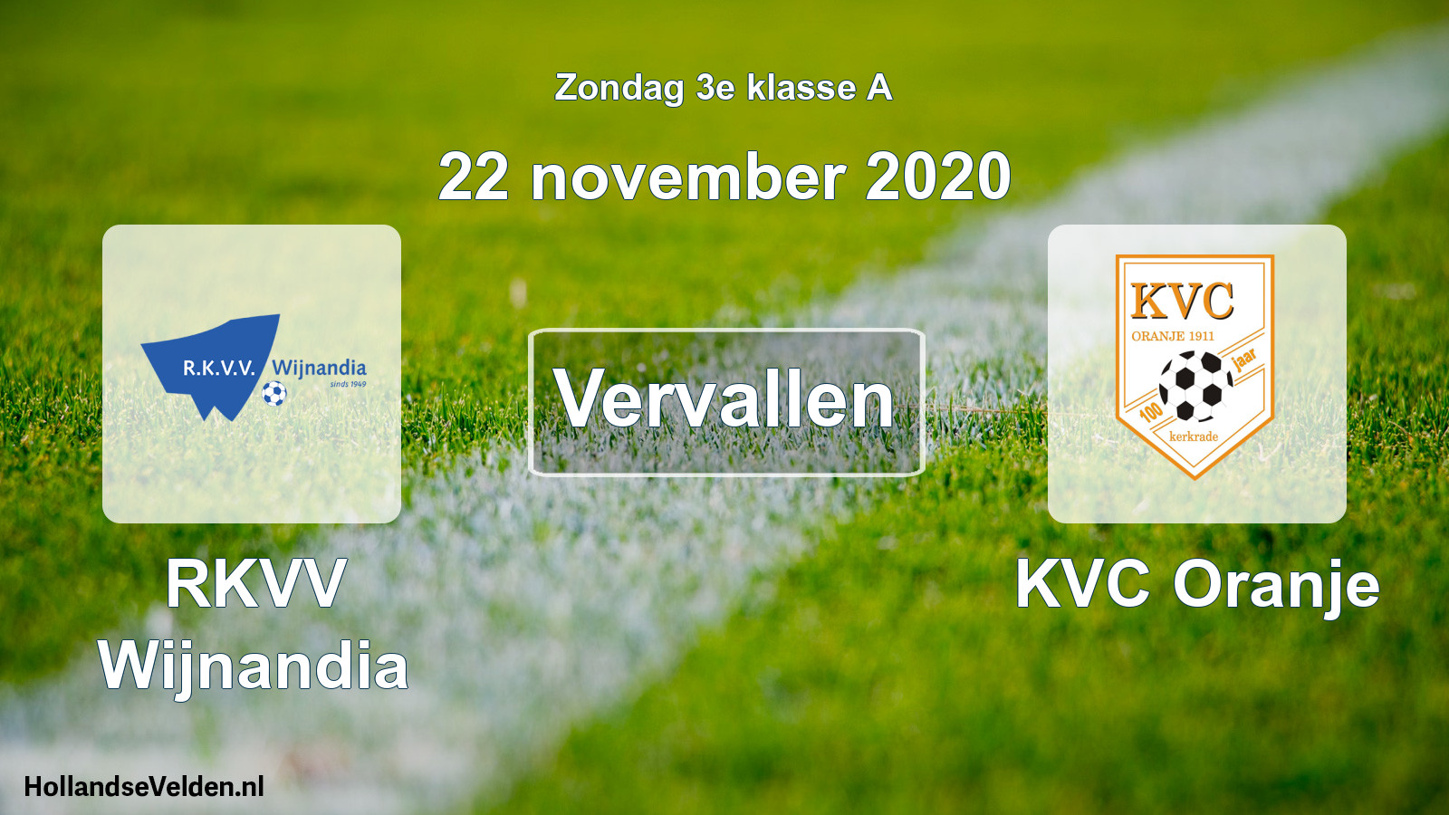 Scheduled Match: RKVV Wijnandia - KVC Oranje (22 November 2020)