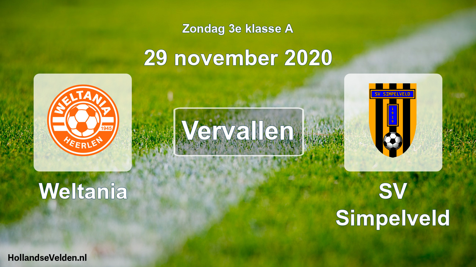 Scheduled Match: Weltania - SV Simpelveld (29 November 2020)