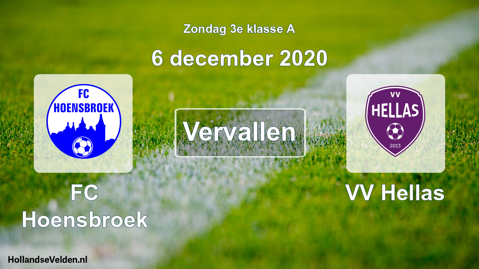Scheduled Match: FC Hoensbroek - VV Hellas (6 December 2020)