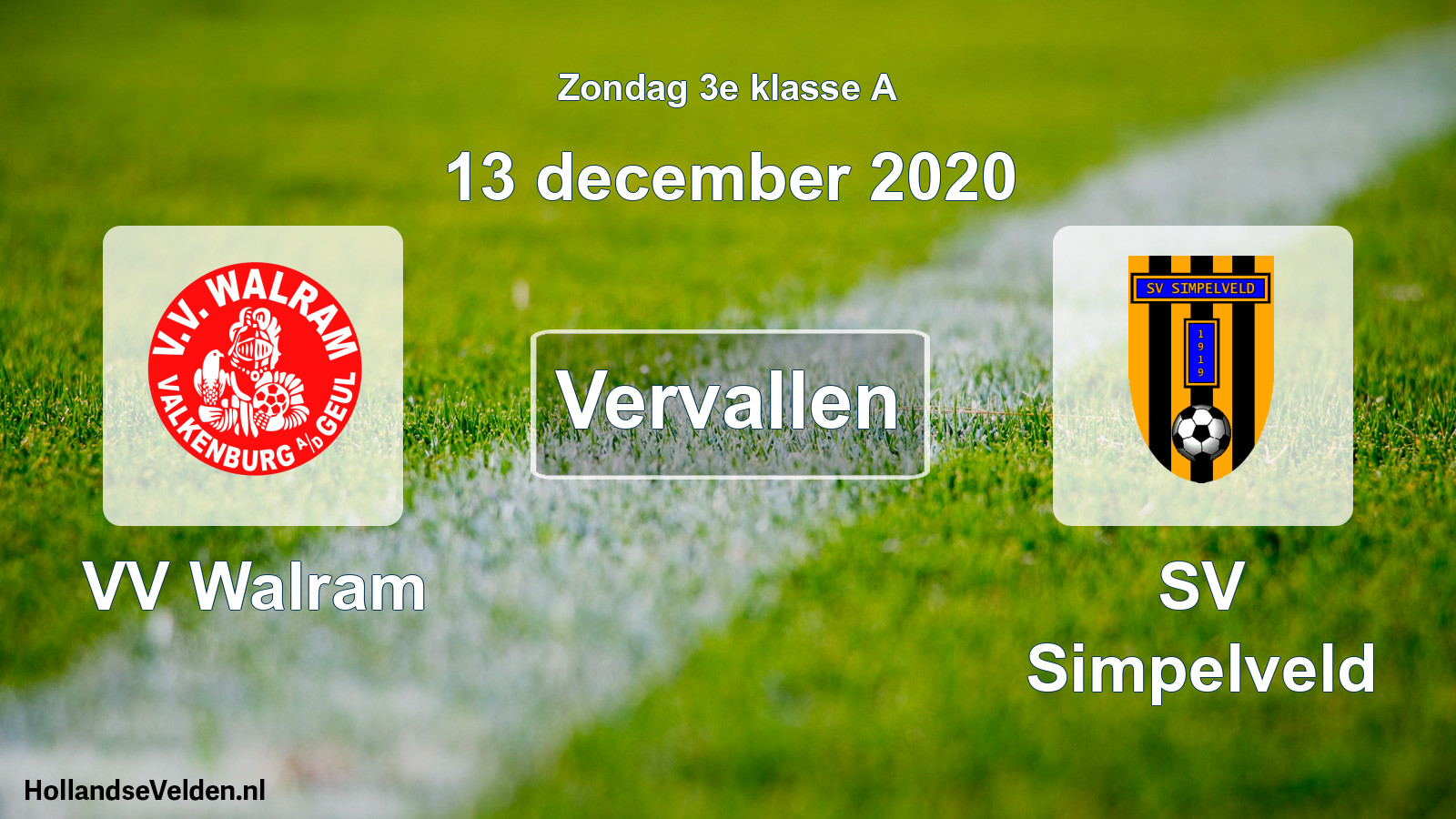 Scheduled Match: VV Walram - SV Simpelveld (13 December 2020)