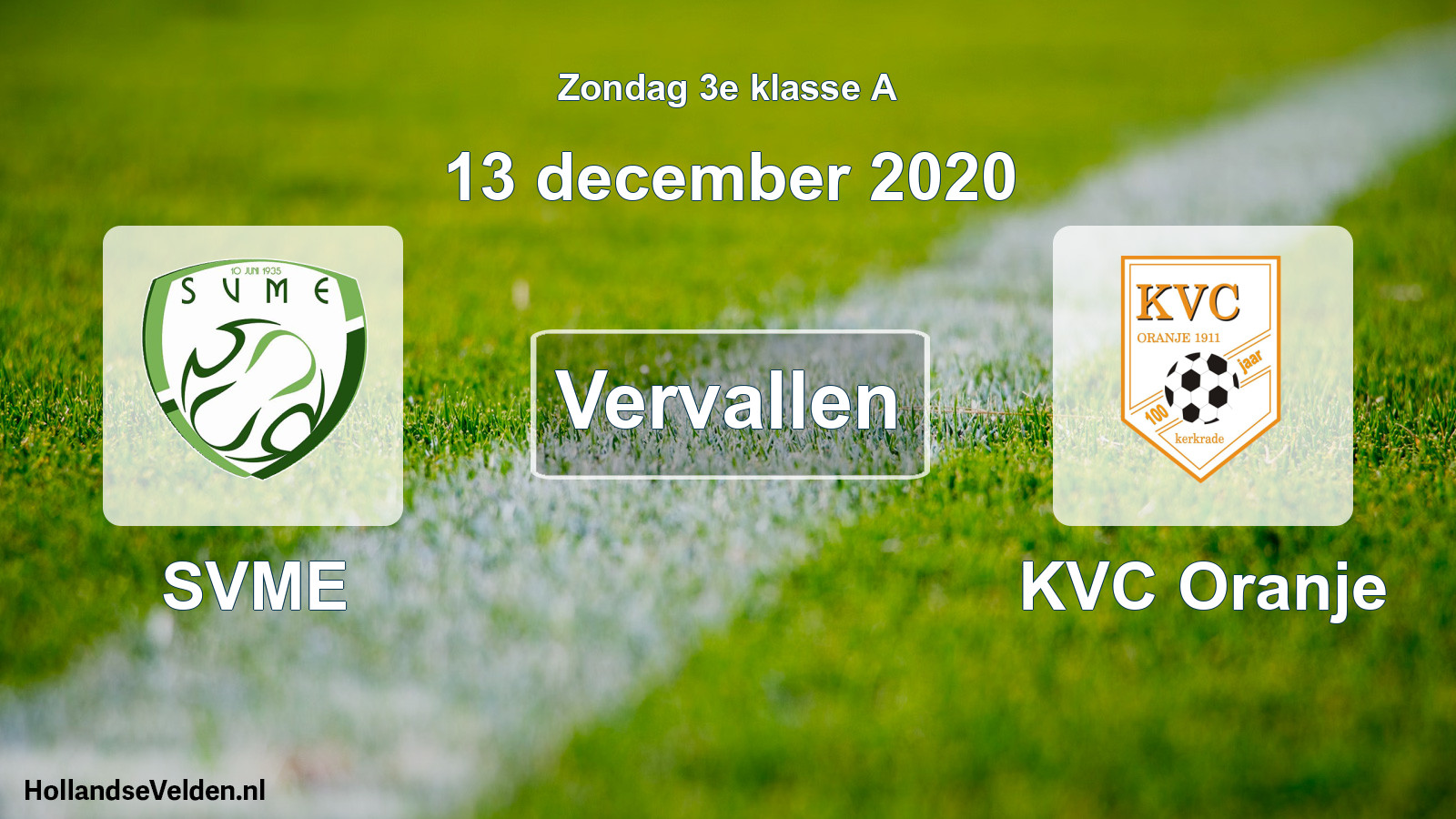 Scheduled Match: SVME - KVC Oranje (13 December 2020)
