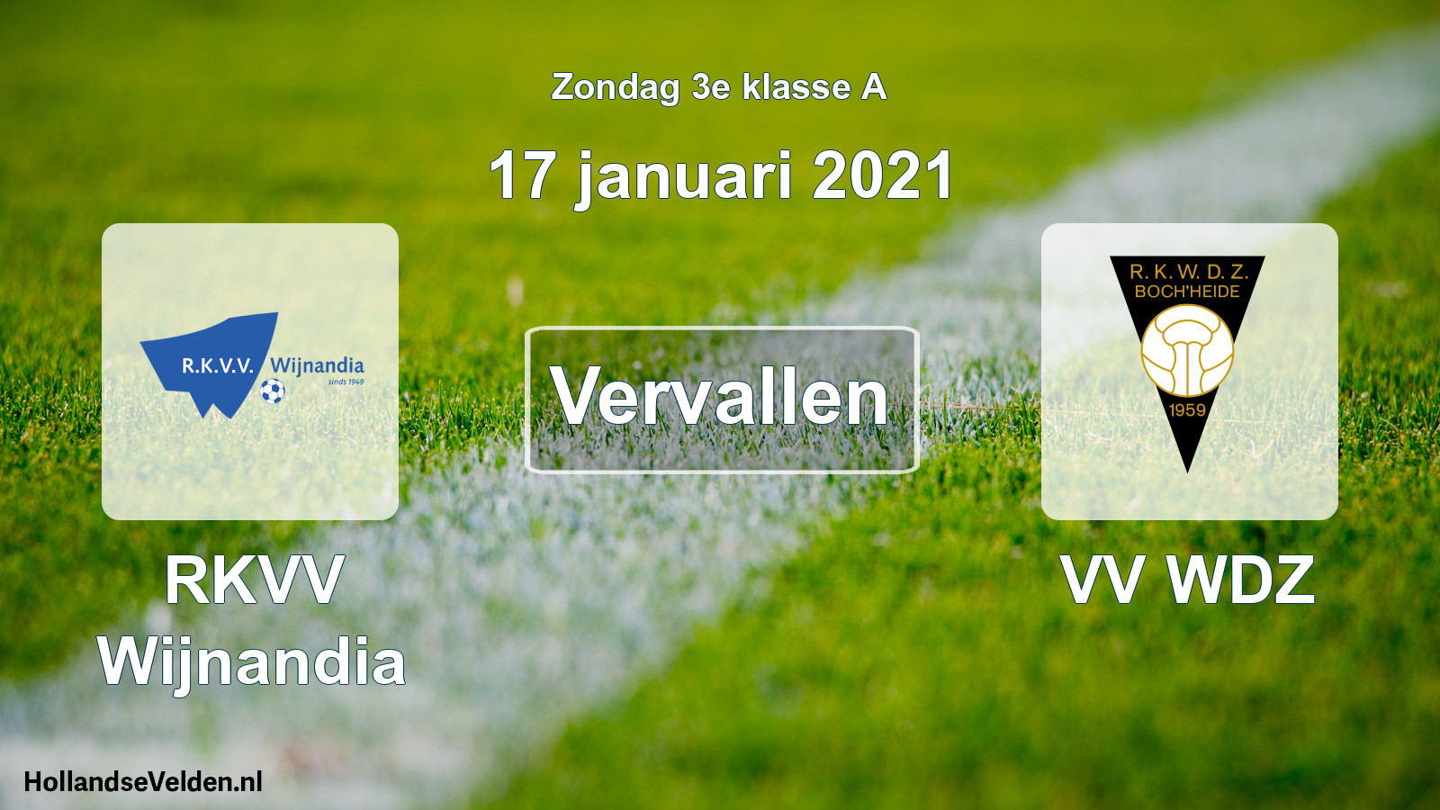 Scheduled Match: RKVV Wijnandia - VV WDZ (17 January 2021)