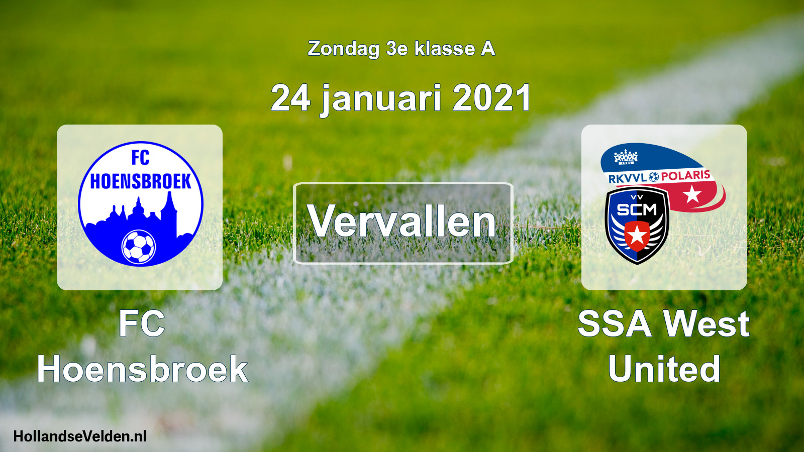 Scheduled Match: FC Hoensbroek - SSA West United (24 January 2021)