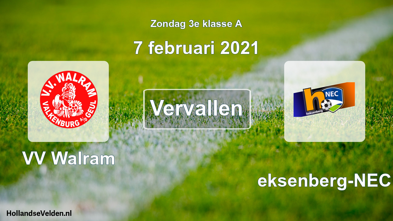 Scheduled Match: VV Walram - Heksenberg-NEC (7 February 2021)