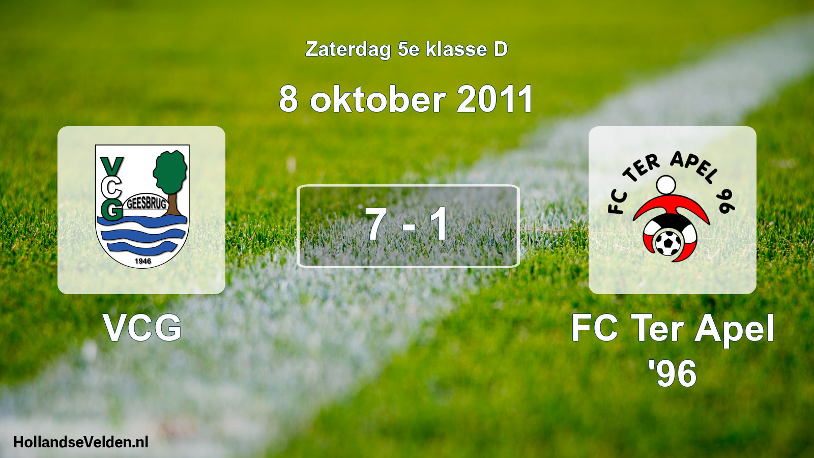 Total number of matches played: VCG - FC Ter Apel '96 7 - 1 (8 October 2011)