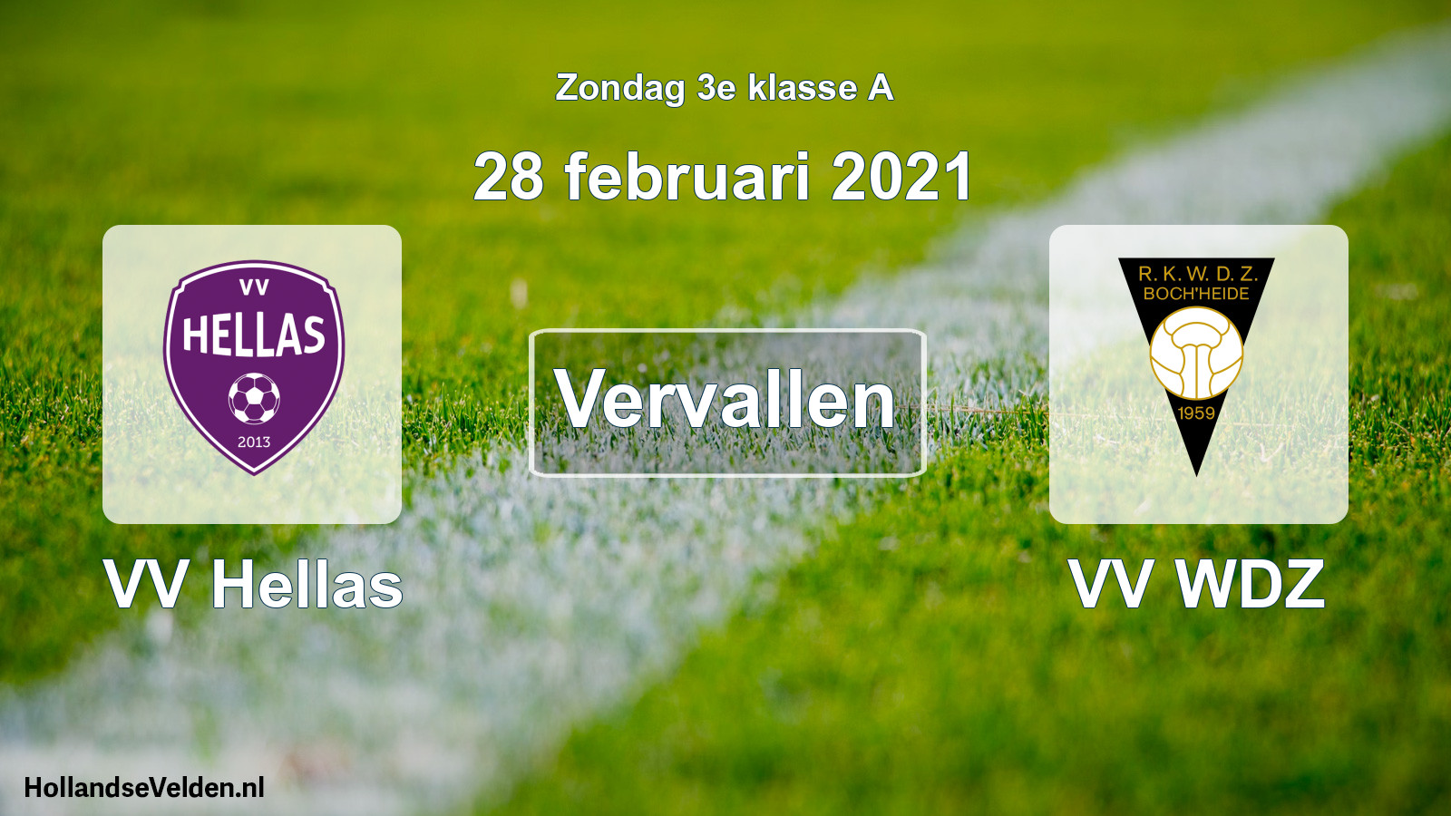 Scheduled Match: VV Hellas - VV WDZ (28 February 2021)