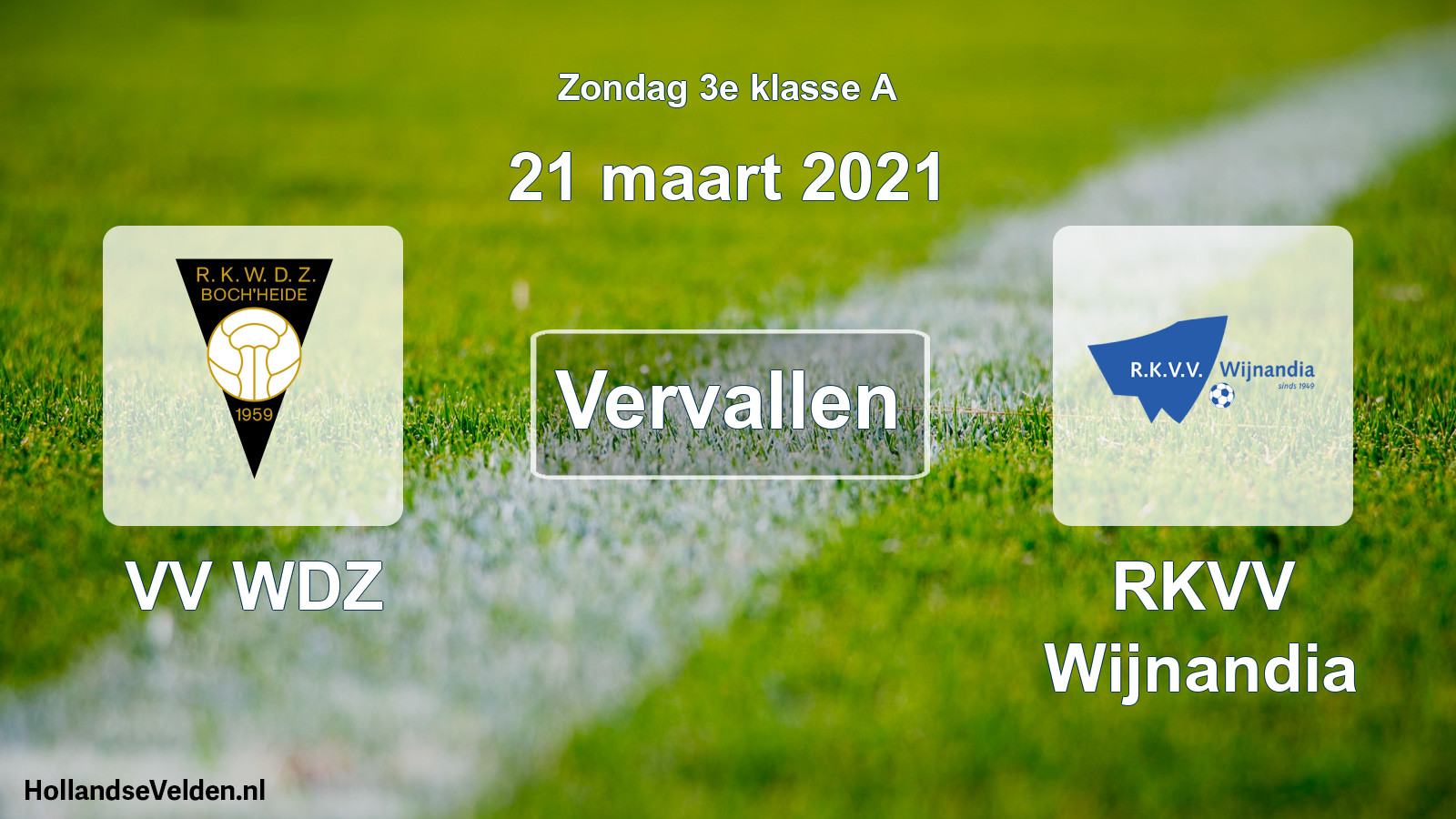 Scheduled Match: VV WDZ - RKVV Wijnandia (21 March 2021)