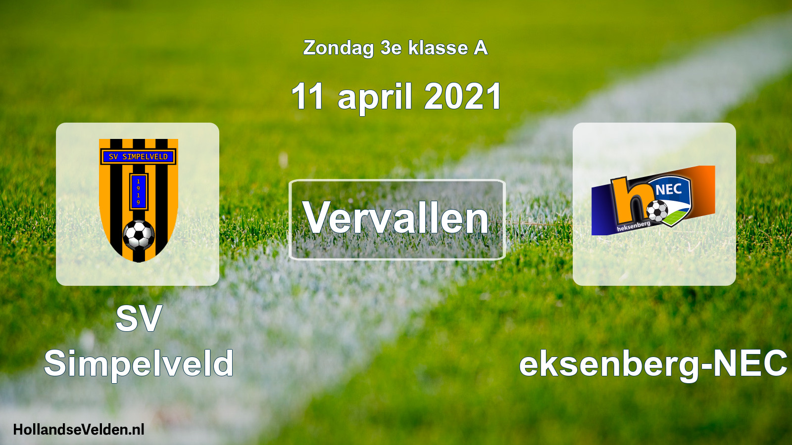 Scheduled Match: SV Simpelveld - Heksenberg-NEC (11 April 2021)