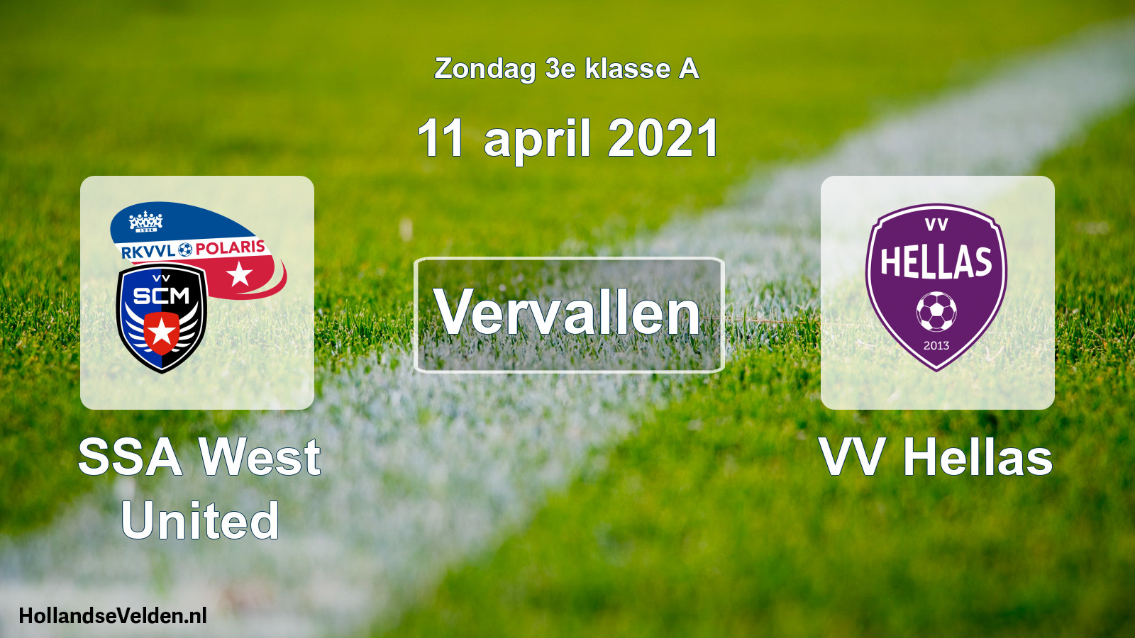 Scheduled Match: SSA West United - VV Hellas (11 April 2021)
