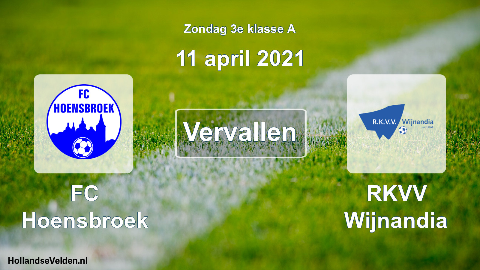 Scheduled Match: FC Hoensbroek - RKVV Wijnandia (11 April 2021)