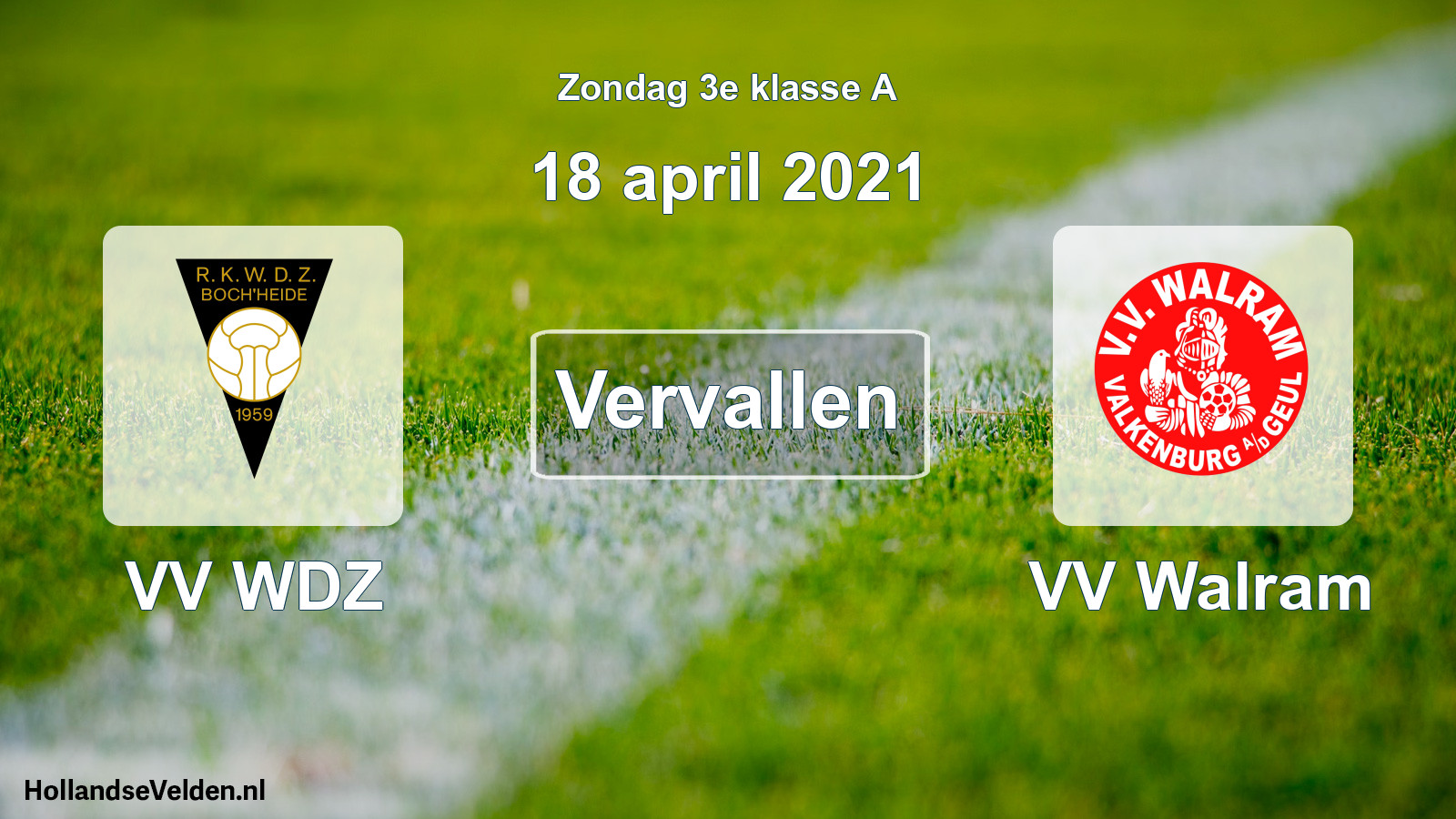 Scheduled Match: VV WDZ - VV Walram (18 April 2021)